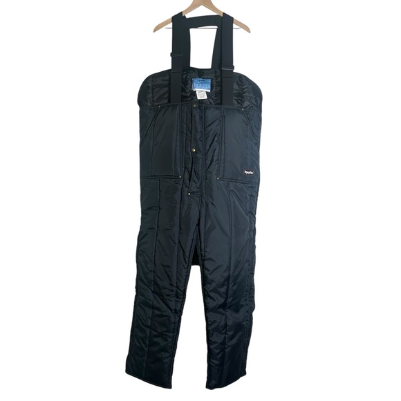 New RefrigiWear Men's Insulated High Bib Overall Snap Zipper Black 0345T XL